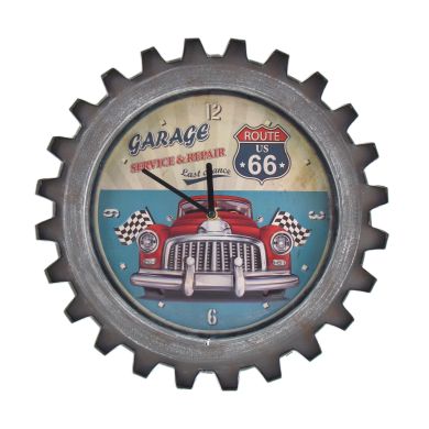 Vintage Style Muscle Car Gear-Shaped Iron Wall Clocks (Route 66)