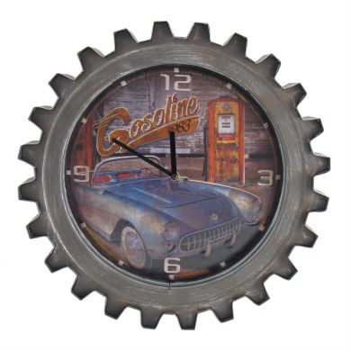 Vintage Style Muscle Car Gear-Shaped Iron Wall Clocks (Blue Gasoline)