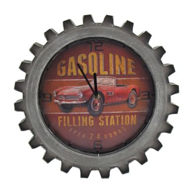Vintage Style Muscle Car Gear-Shaped Iron Wall Clocks (Red Gasoline)