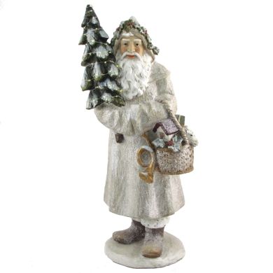Olde World Santa Claus Holding Christmas Tree & Basket