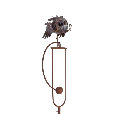 4.5ft. Tall Bird Metal Rocking Stake - Baby Owlet