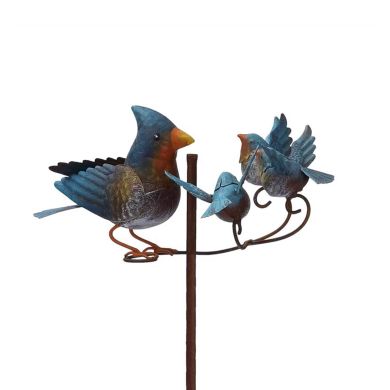 49″ Tall Momma Bird & Babybirds Metal Garden Stake “The Bluebirds”