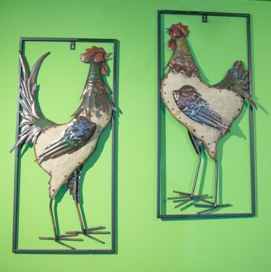 Rooster and Hen Hanging Wall Decor (set of 2)