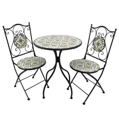 “Boston” Mosaic Bistro Set with Table and Two Chairs