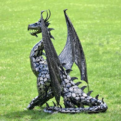4.75 ft. Tall Large Iron Sentry Dragon Statue 