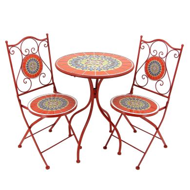 “Paris” Mosaic Bistro Set with Table and Two Chairs