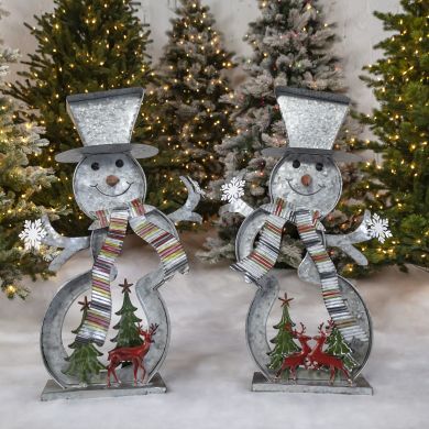 Galvanized Cookie Cutter Snowmen with Christmas Trees & Reindeer