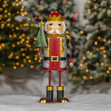 19.25″ Tall Iron Nutcracker Figurine with Christmas Tree