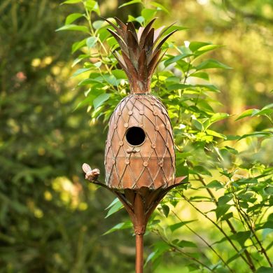 Pineapple Shaped Copper Color Birdhouse Stake