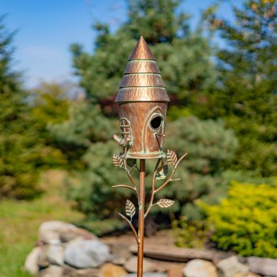 70.5″ Tall Multi-Tiered Conical Roof Birdhouse Garden Stake “Budapest”