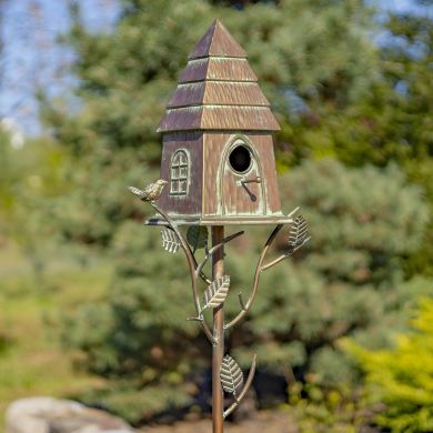 70.25″ Tall Haystack Cabin Birdhouse Garden Stake “Sumeru”