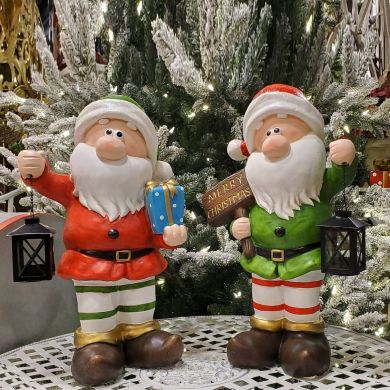 Set of 2 Christmas Gnomes with Lanterns