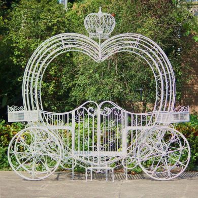 10ft. Tall Large Heart-Shaped Iron Carriage Aphrodite in White