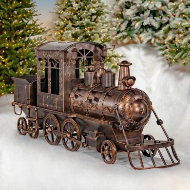 5.85 ft. Long Medium Iron Christmas Train with Cart & Lanterns “Blessed Bullet”