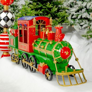 5.85 ft. Long Medium Iron Christmas Train with Cart & Lanterns “Blessed Bullet”