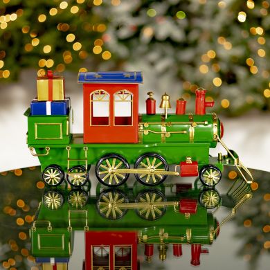 17″ Long Iron Tabletop Christmas Train Decoration “Special Delivery”