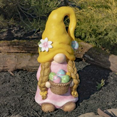 Easter Gnome with Bunny Ears and Painted Eggs - Girl Yellow Hat
