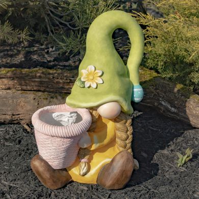 Easter Spring Garden Gnomes with Planters - Girl in Green Hat