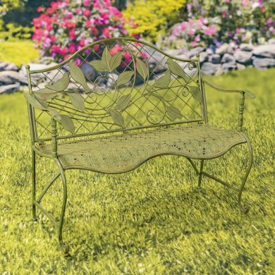 Classic Iron Garden Bench with Perched Birds Backrest “Peace Valley”