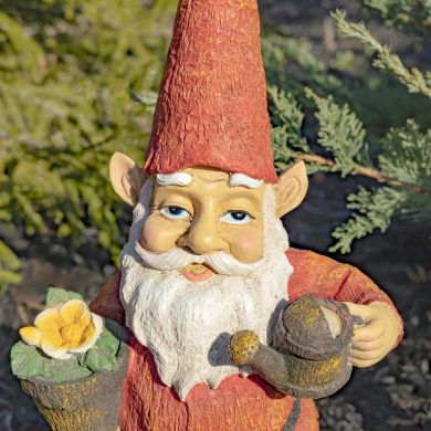 20.5 Tall Spring Gnome Garden Statue with Flower Pot and Water Can