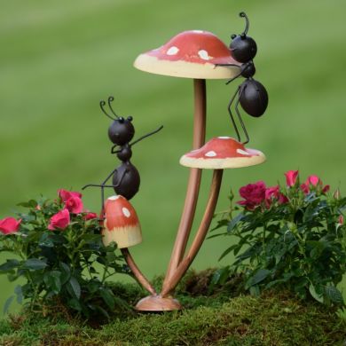 Funny Ants on Mushroom Garden Stakes - 2 Ants, Standing