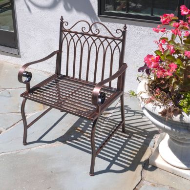 Valley Forge Iron Garden Arm Chair in Antique Bronze