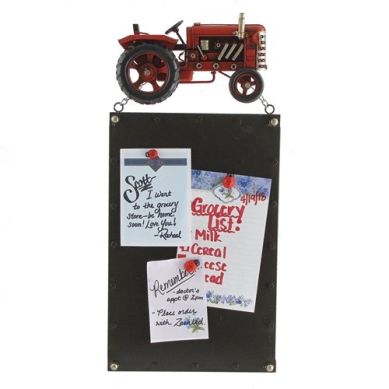 Iron Tractor Hanging Magnetic Note Boards (Red & Silver)