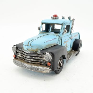 Small Vintage Style Tow Truck (Blue with Black Rims)