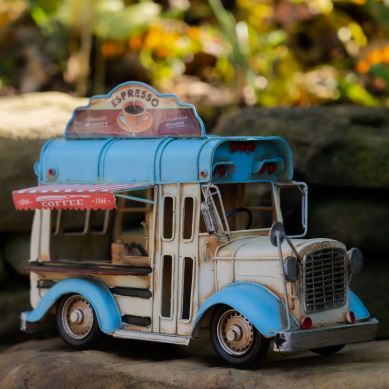 Vintage Style Ice Cream & Coffee Truck (Blue Espresso)