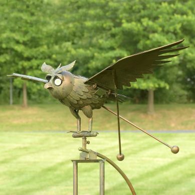 Large Solar Rocking Owl Garden Stake with Moving Wings  