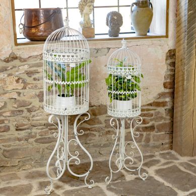Set of 2 Victorian Style Birdcage Planters 