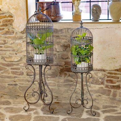 Set of 2 Victorian Style Birdcage Planters 