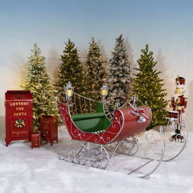 Large Victorian Style Christmas Sleigh “Kutaisi” In Red, Green and Silver