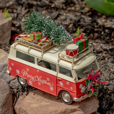 1970's Inspired Christmas Bus with Wreath & Gifts