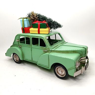 1940's Classic Style Car with Christmas Tree and Gifts