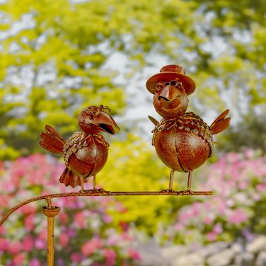 Metal Balance Stakes with Feathered Style Birds - Howard & Henry